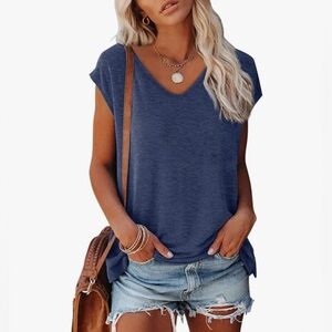 MIROL Women's Cap Sleeve Tank Tops U Neck Solid Color Casual Shirts Loose Fit